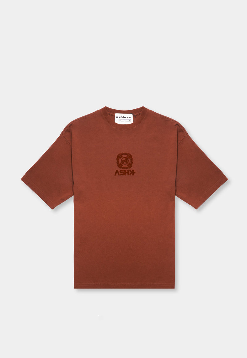 Ashluxe Embroidered Emblem T-Shirt Brown