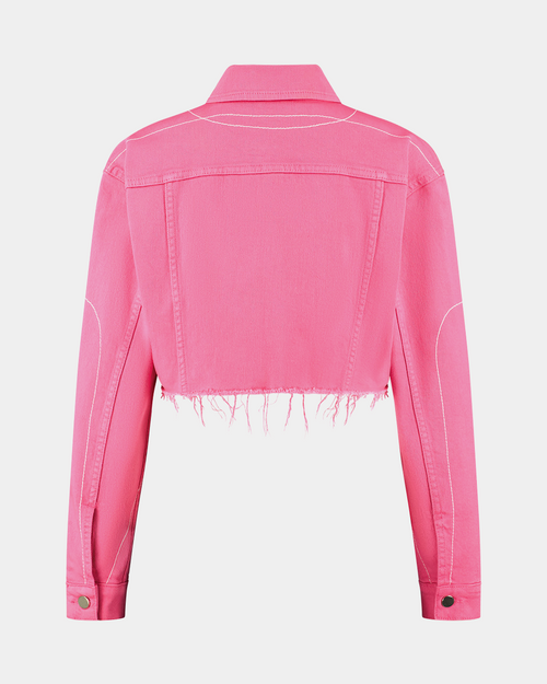 Ashluxe Female Denim Crop Jacket - Pink