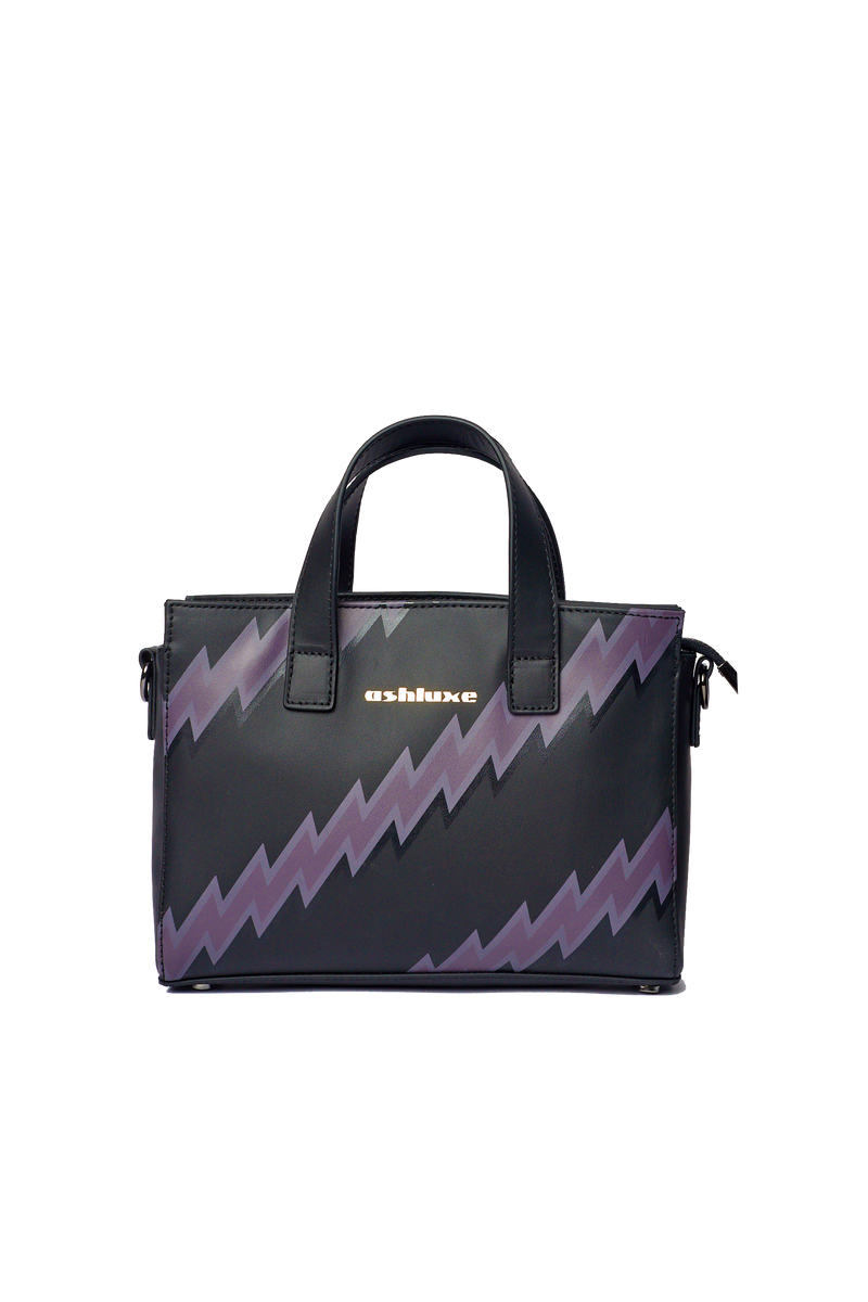 ASHLUXE ZigZag Leather Mini Bag - Black/Purple