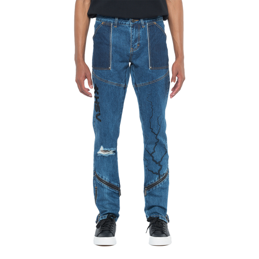 Ashluxe Lightning Denim Pant  Blue