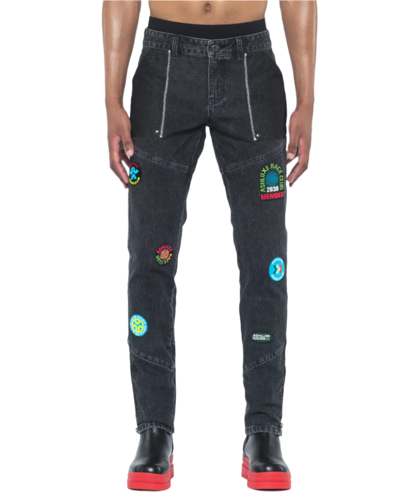 Ashluxe Race Club Denim Pant  Black