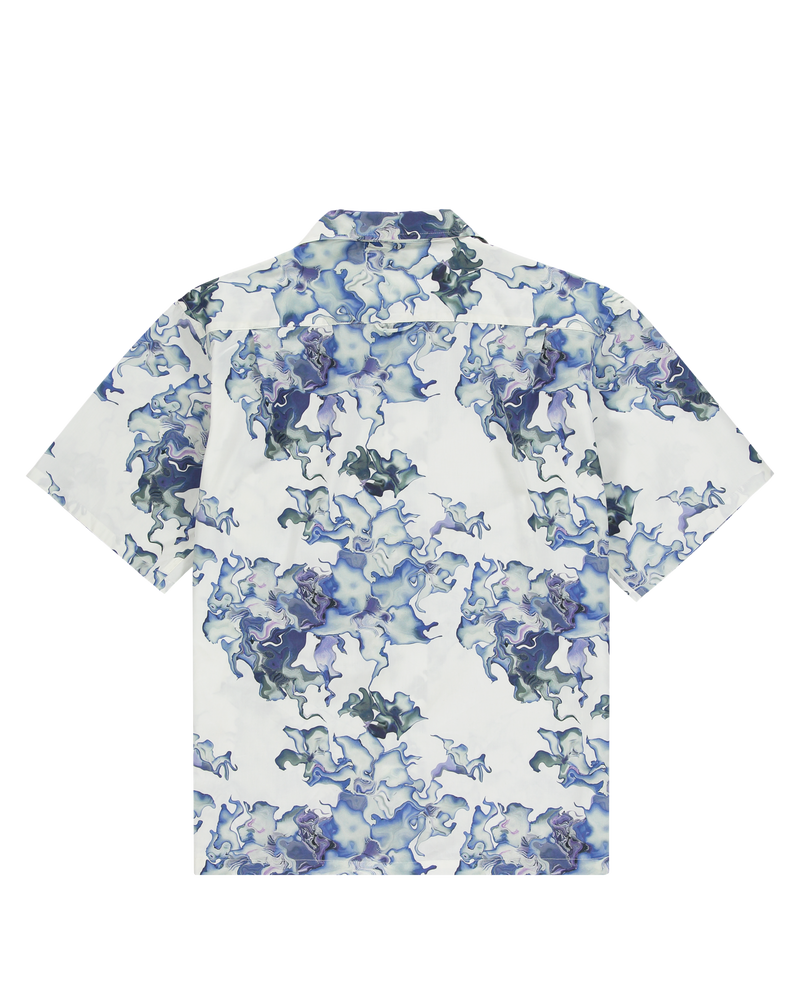 Ashluxe Men's Printed S/S Bowling Shirt Blue Flower Aop