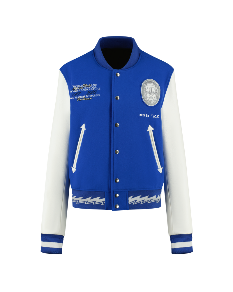 Ashluxe Men's  Varsity Jacket Blue White