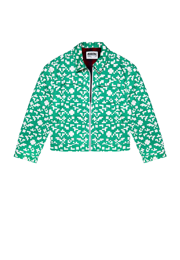 Ashluxe Pixel Denim Jacket  Green