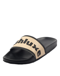 Ashluxe Stitched Leather Slides Apricot