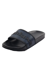 Ashluxe Stitched Leather Slides Blue