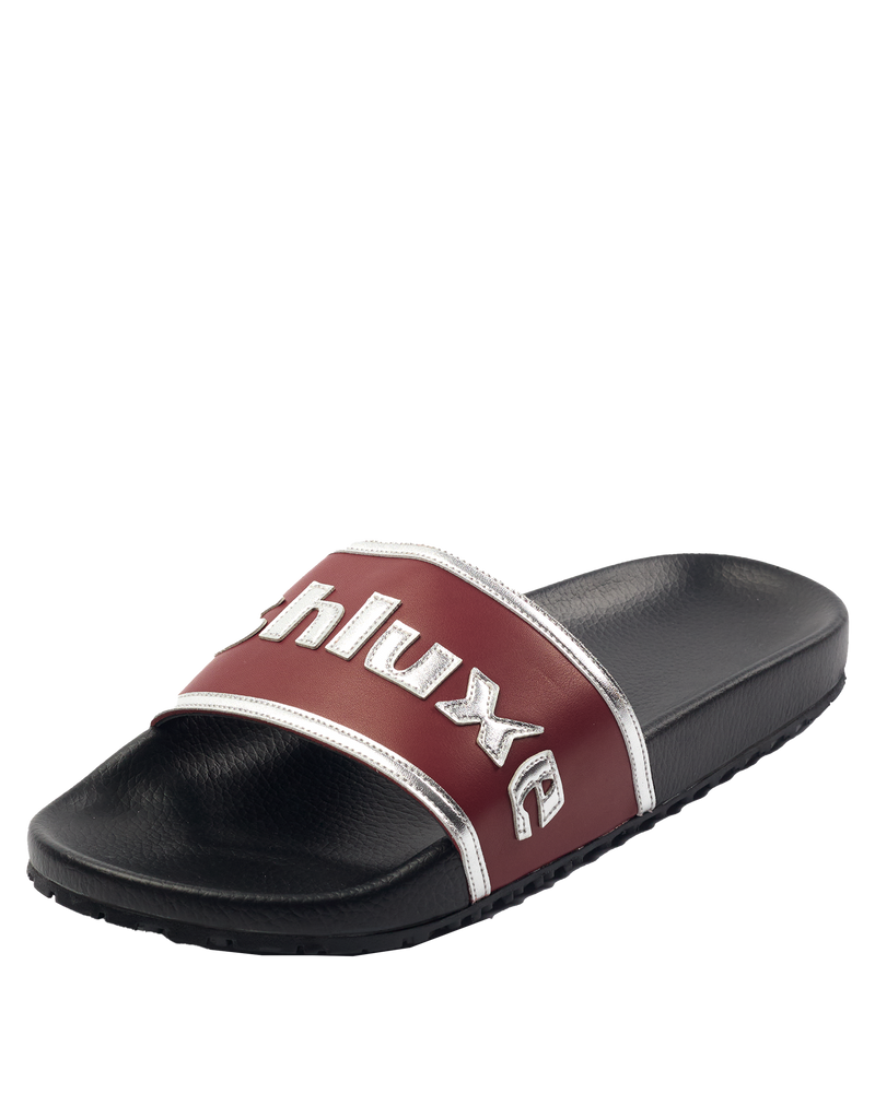 Ashluxe Stitched Leather Slides Red