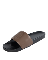 Ashluxe Emblem Leather slides Brown