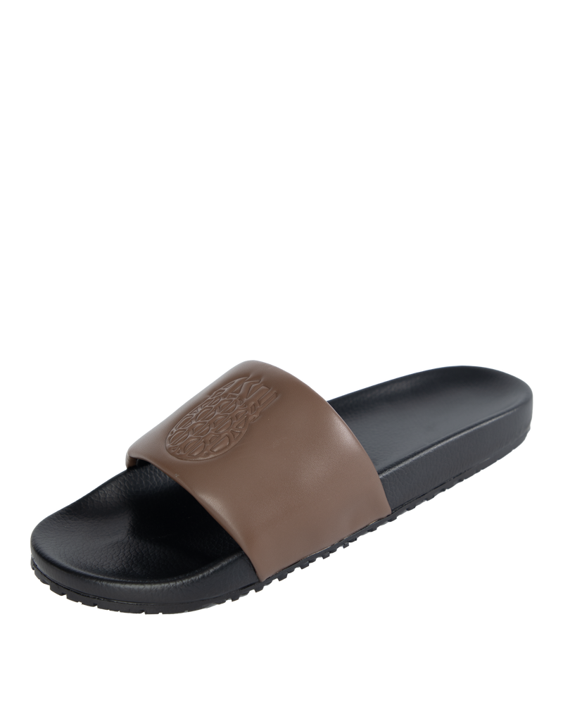 Ashluxe Emblem Leather slides Brown