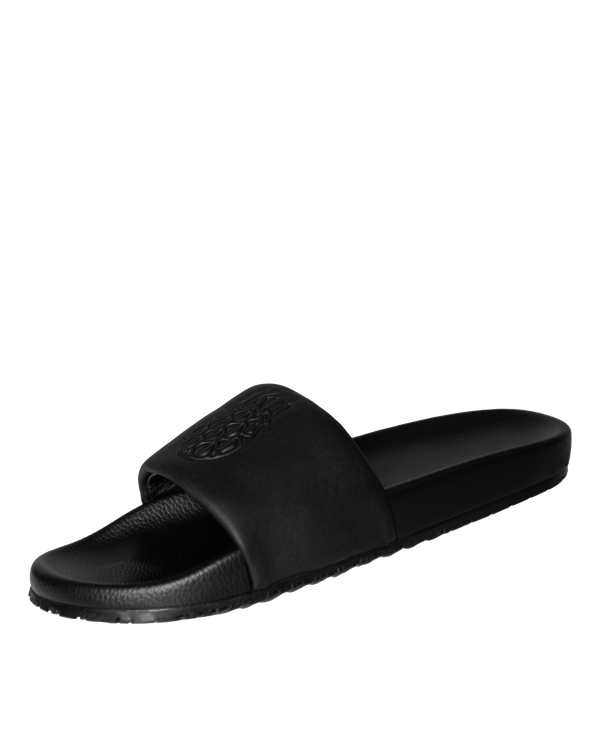 Ashluxe Emblem Leather slides Black