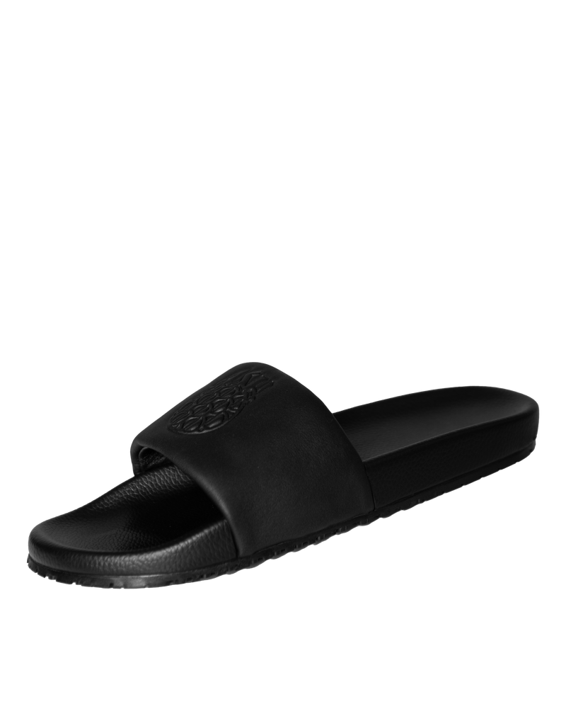 Ashluxe Emblem Leather slides Black