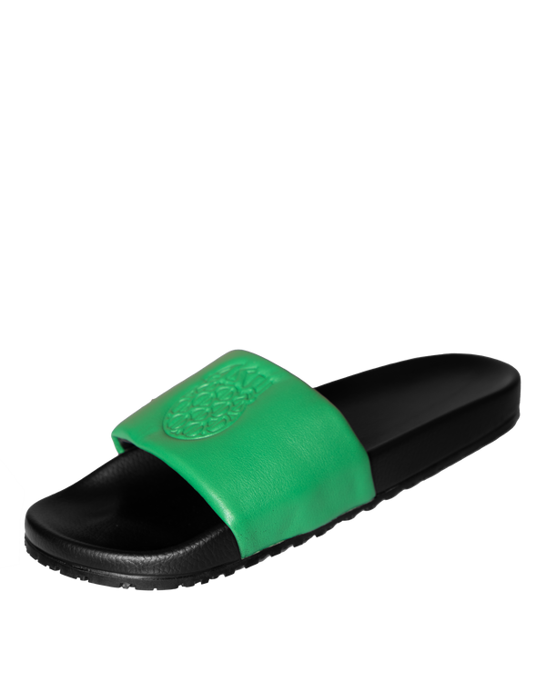 Ashluxe Emblem Leather slides Green