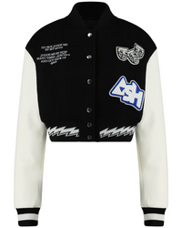 Ashluxe Female Varsity Jacket Black White