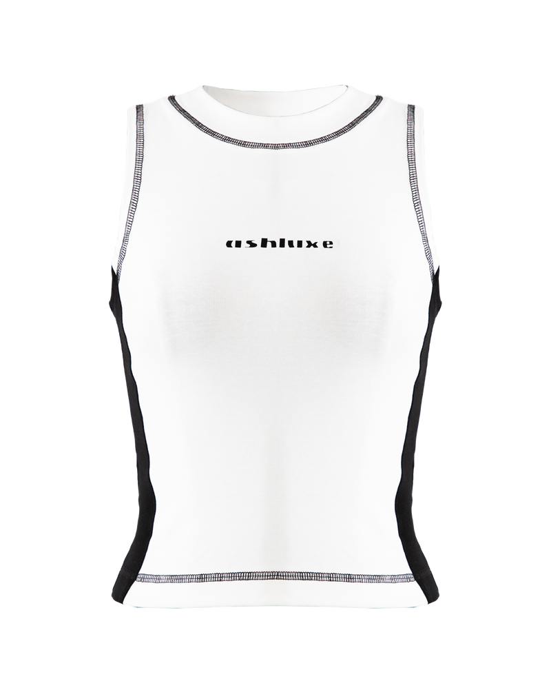 Ashluxe Threaded  Tank Top White Black