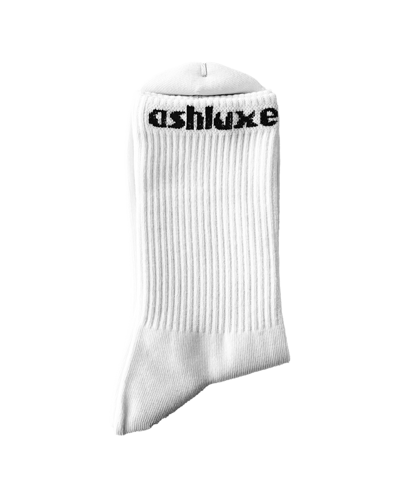 Ashluxe Stripe Logo Socks White