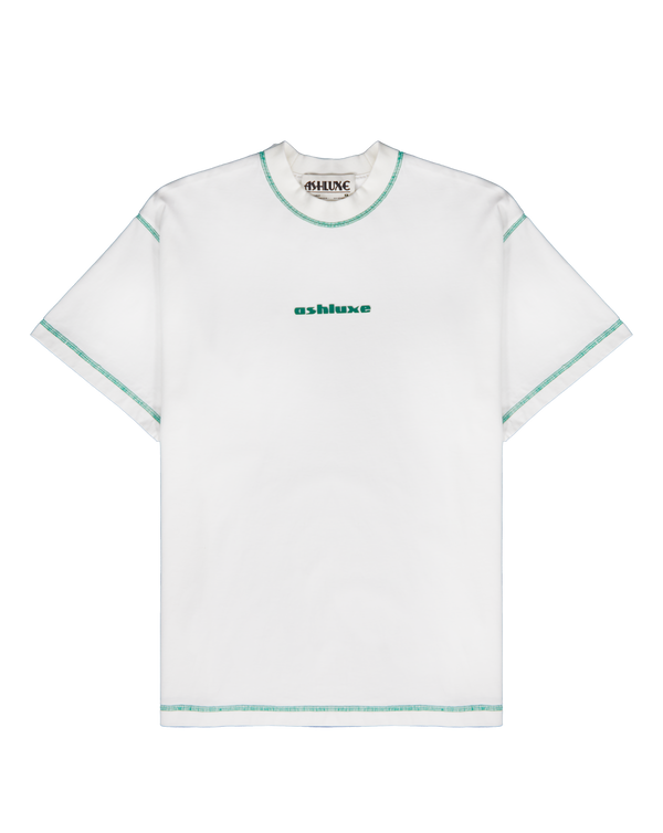 Ashluxe Green Threaded Tee White