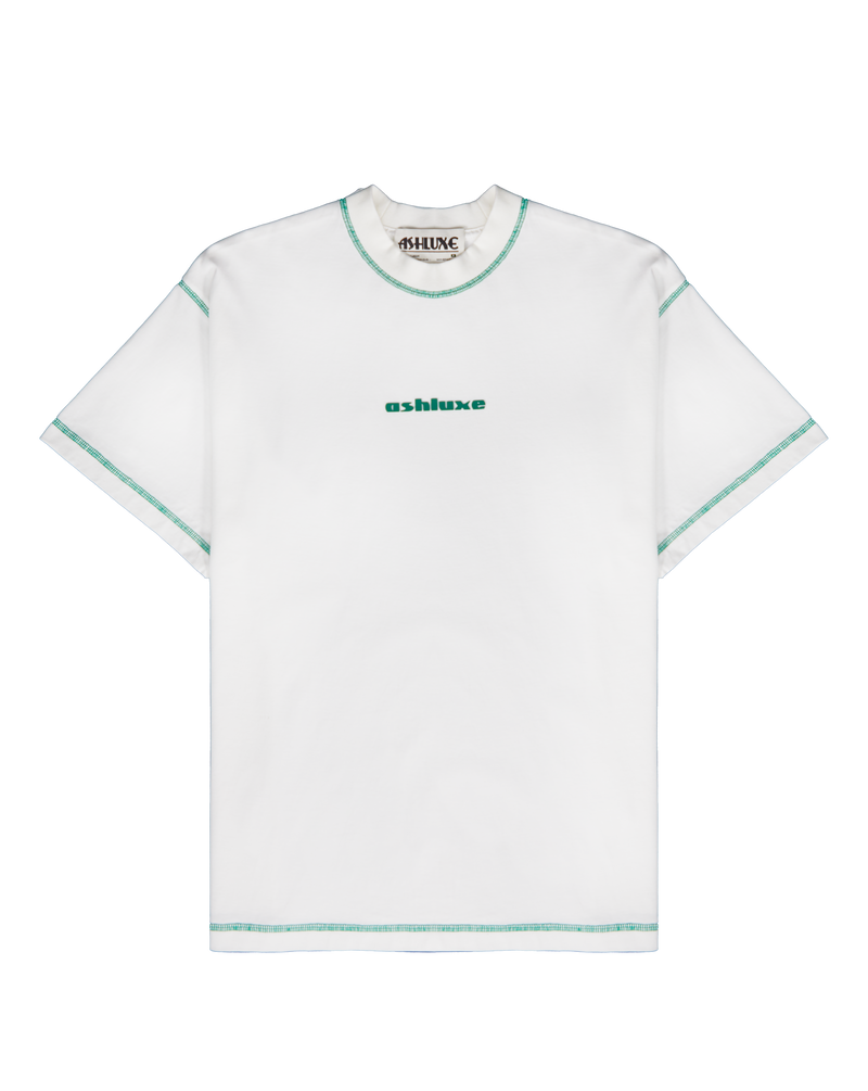 Ashluxe Green Threaded Tee White