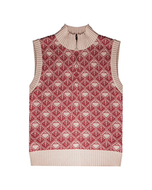 Ashluxe  Zip Monogram Knitted vest Pink