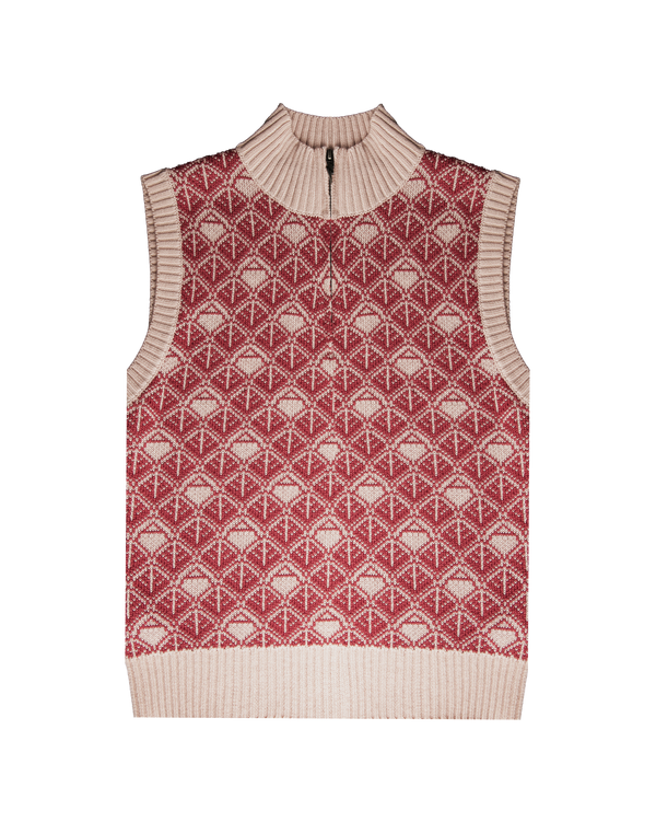 Ashluxe  Zip Monogram Knitted vest Pink