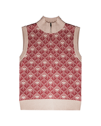 Ashluxe  Zip Monogram Knitted vest Pink