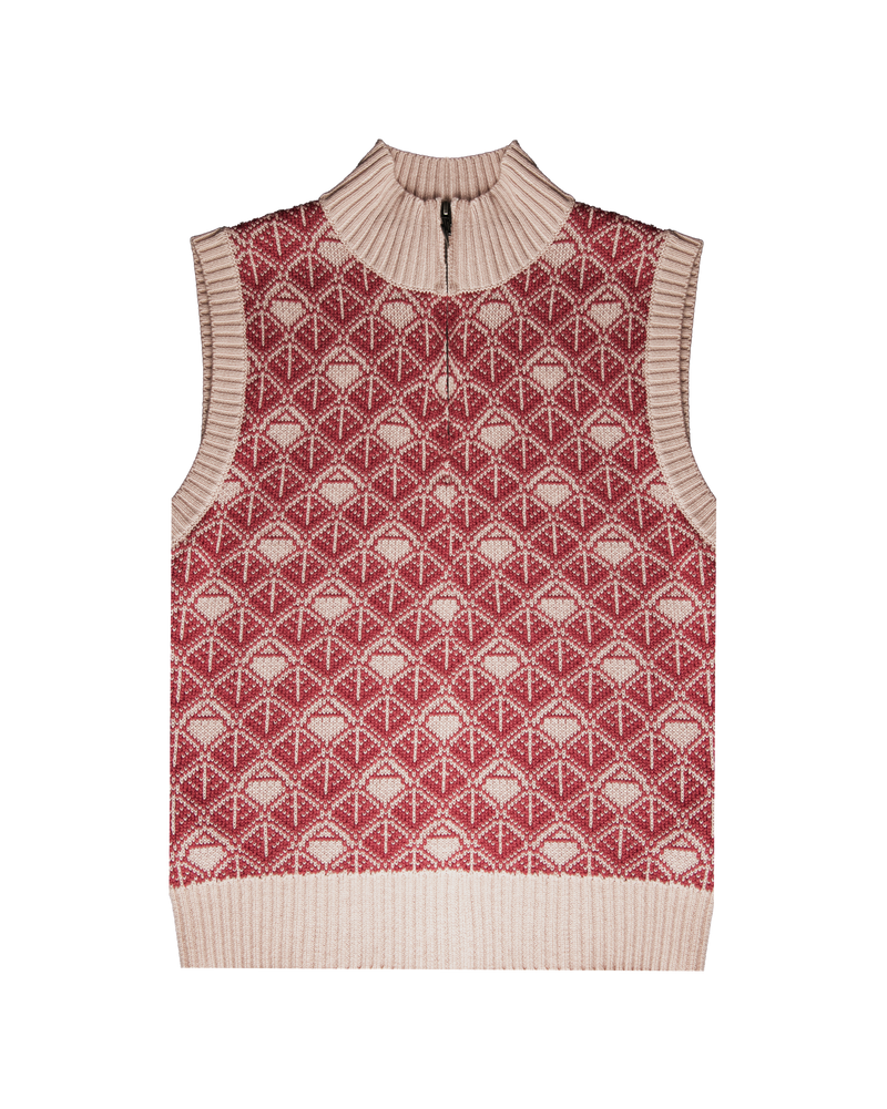 Ashluxe  Zip Monogram Knitted vest Pink