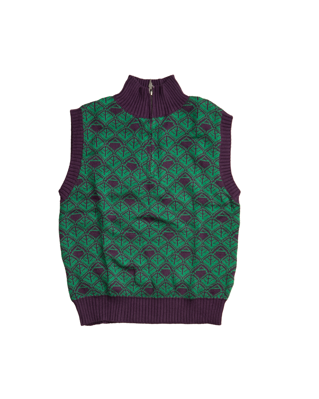 Ashluxe Zip Monogram Knitted vest Purple Green