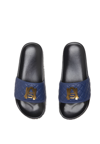 Ashluxe Paradise Quilted Leather Slides Blue