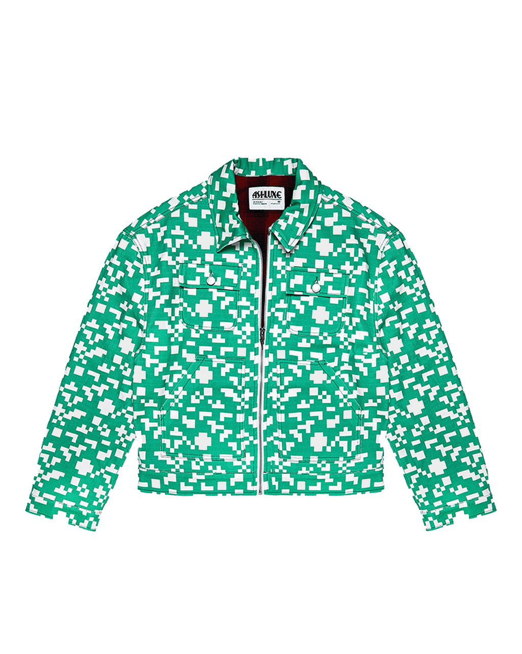 Ashluxe Pixel Denim Jacket Green