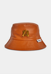 ASHLUXE Reversible Leather Bucket Hat - Brown