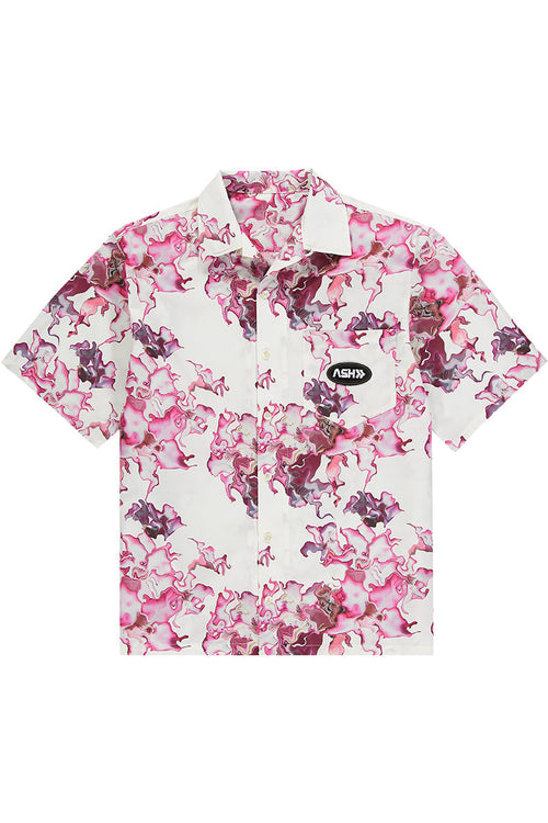 Ashluxe Printed S/S Bowling Flower Shirt - Pink