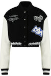 Ashluxe Varsity Cropped Jacket - Black/White
