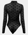 ASH Sheer Mesh Bodysuit with Glove Sleeve - Black