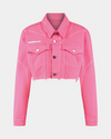 Female Denim Crop Jacket - Pink