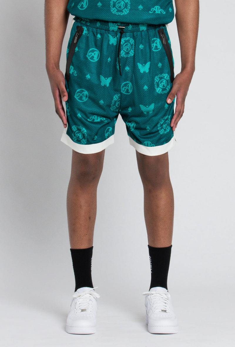 ASHLUXE Paradise Basketball Green Shorts